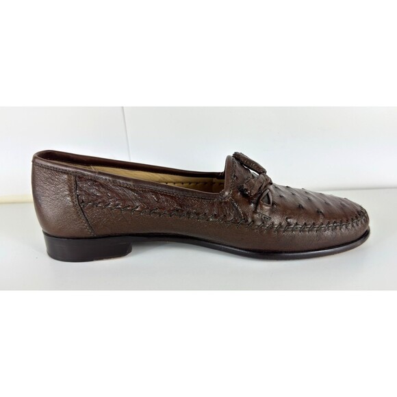 Zelli Ostrich Tassel Loafer Shoes Size US 10 Brown Leather Italy Mens main image 7